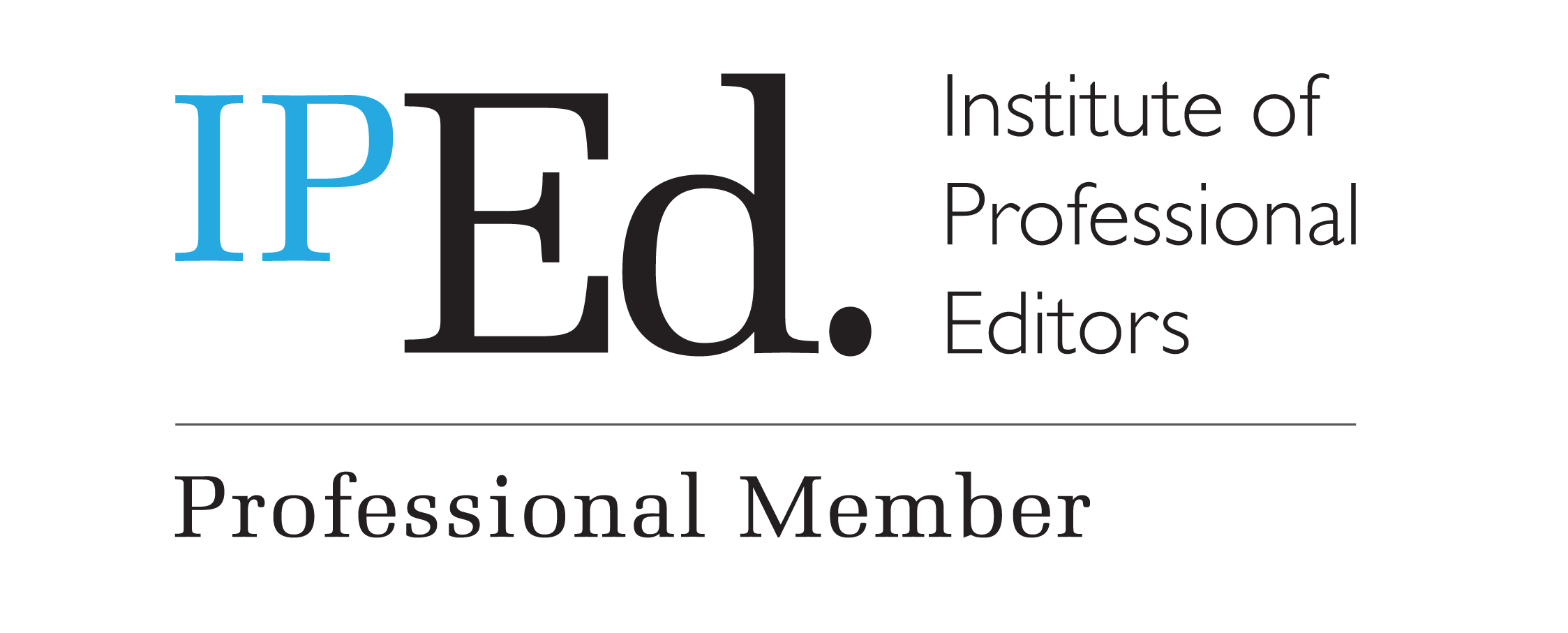 Institute of Professional Editors logo with text: "IPEd. Professional Member.